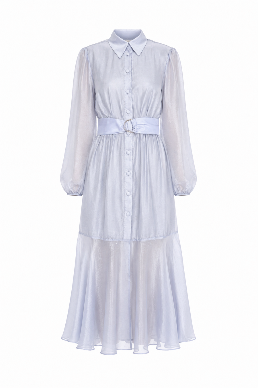 Rochie camasa din organza de matase bleu