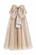 Filmed silk dress with oversized bow