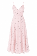 Rochie midi  cu bretele subtiri si decolteu petrecut Pink