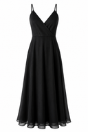 Rochie midi  cu bretele subtiri si decolteu petrecut Black