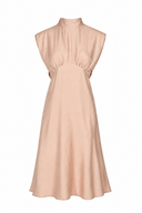 Rochie midi cu decupaje si guler inalt