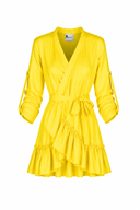 Rochie petrecuta cu mansete late si volan Yellow