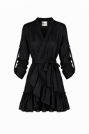 Rochie petrecuta cu mansete late si volan Black