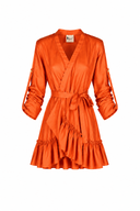Rochie petrecuta cu mansete late si volan Orange