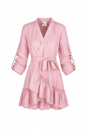 Rochie petrecuta cu mansete late si volan Pink