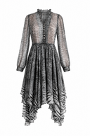 Rochie midi cu imprimeu  si nasturi decorativi