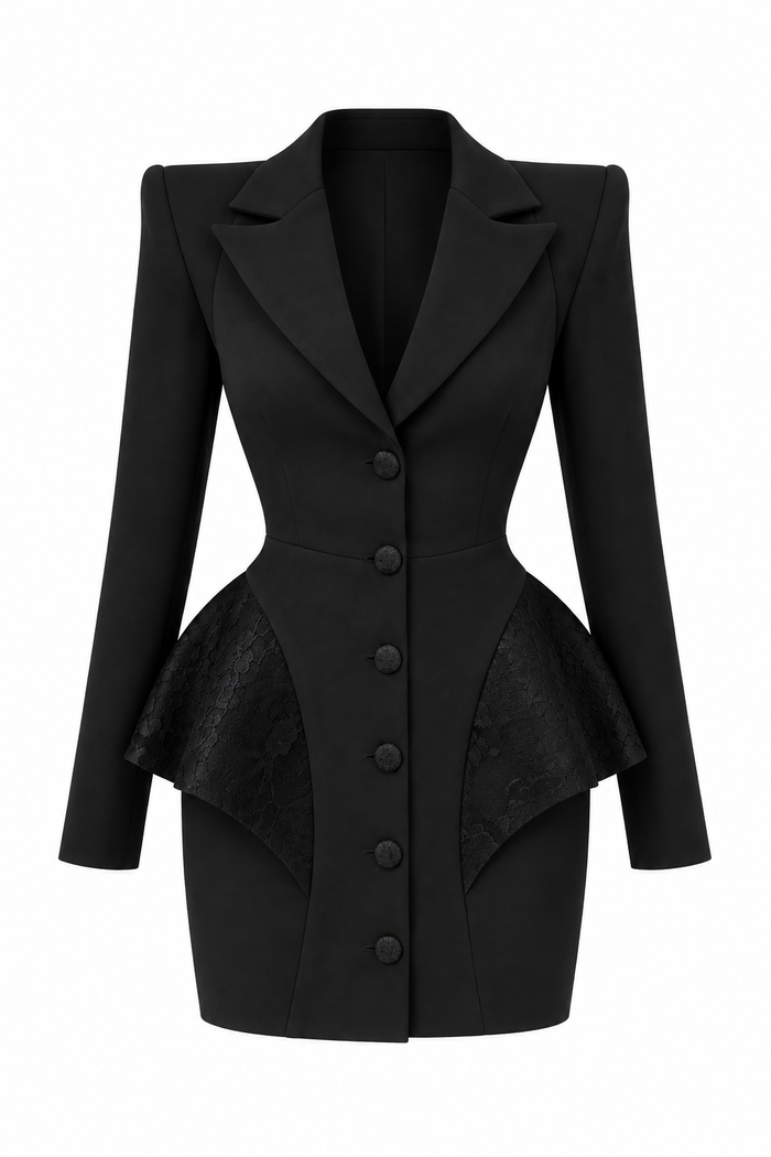Rochie sacou black cu insertii din dantela