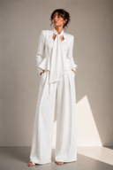 Pantaloni palazzo cu pliuri white