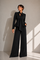 Sacou cu esarfe si talie structurata Black