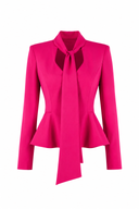 Sacou cu esarfe si talie structurata Fucsia