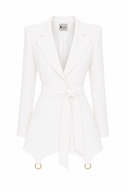Sacou stil rochie Ringoux White cu umeri sculpturali