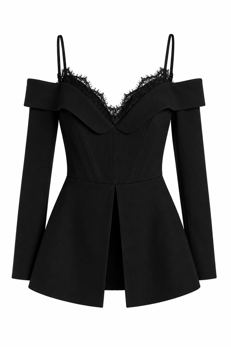 Sacou corset blank cu decolteu bardot
