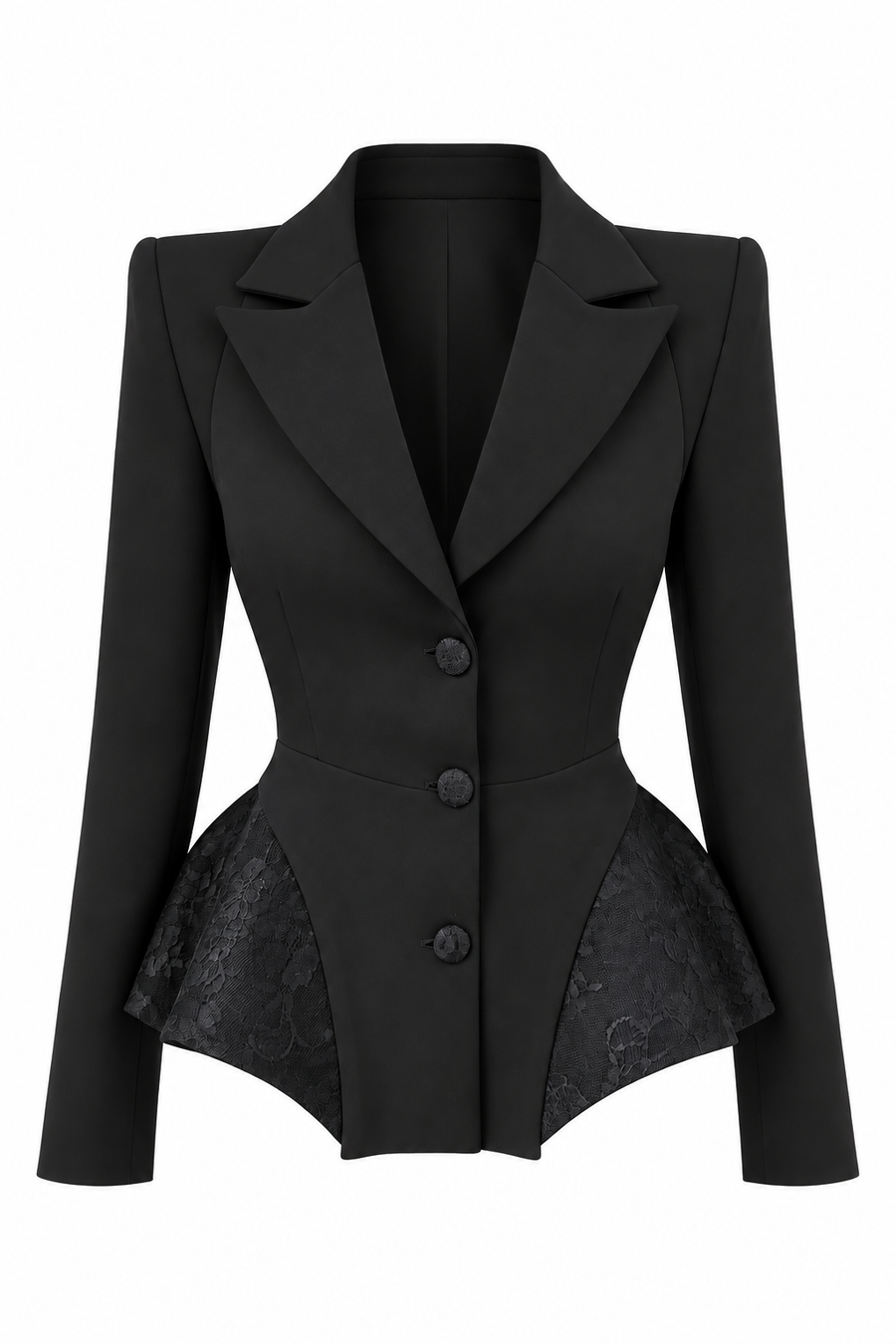 Sacou black cu insertii din dantela Chantilly
