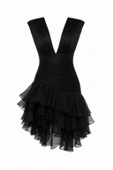 Rochie din matase cu fusta asimetrica