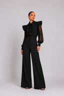 Pantaloni black palazzo cu detaliu corset