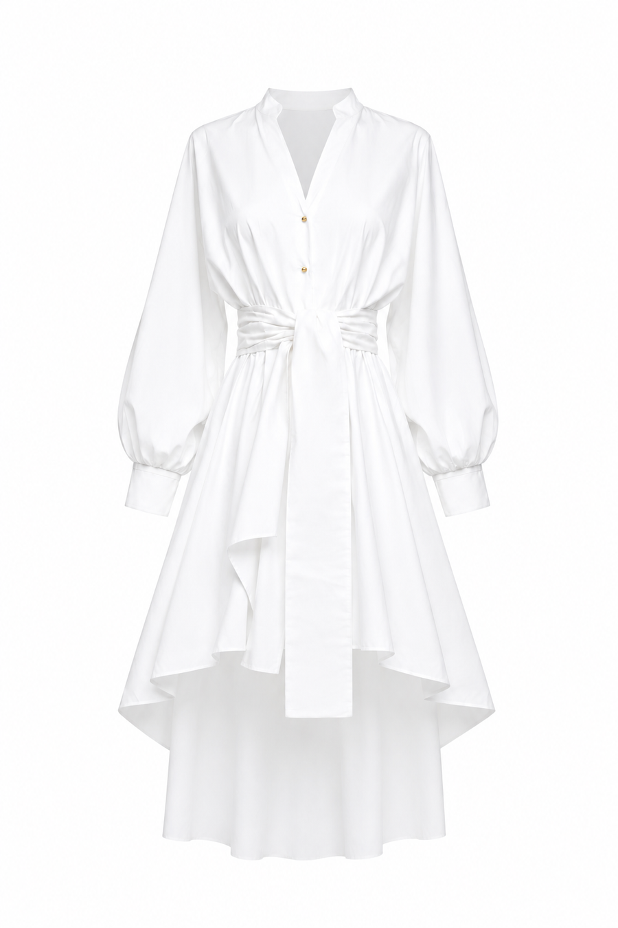 Rochie camasa cu maneci ample si cordon in talie