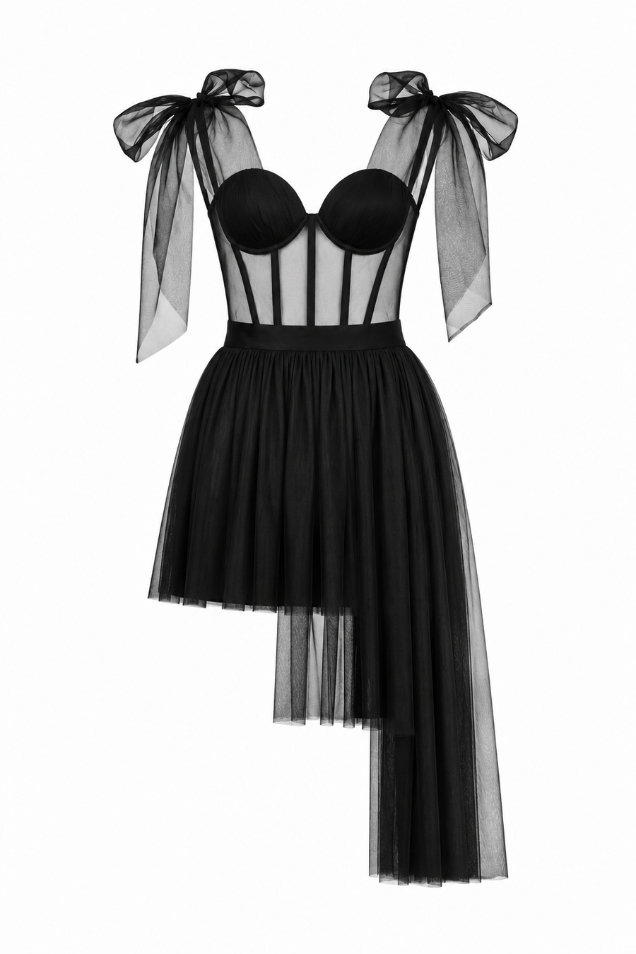 Rochie asimetrică cu corset transparent