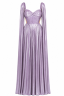 Rochie lunga cu bust fronsat si esarfe detasabile