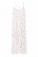 Rochie maxi cu volane din amestec de matase Lucky White