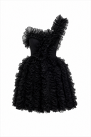 Rochie mini cu volane sculpturale